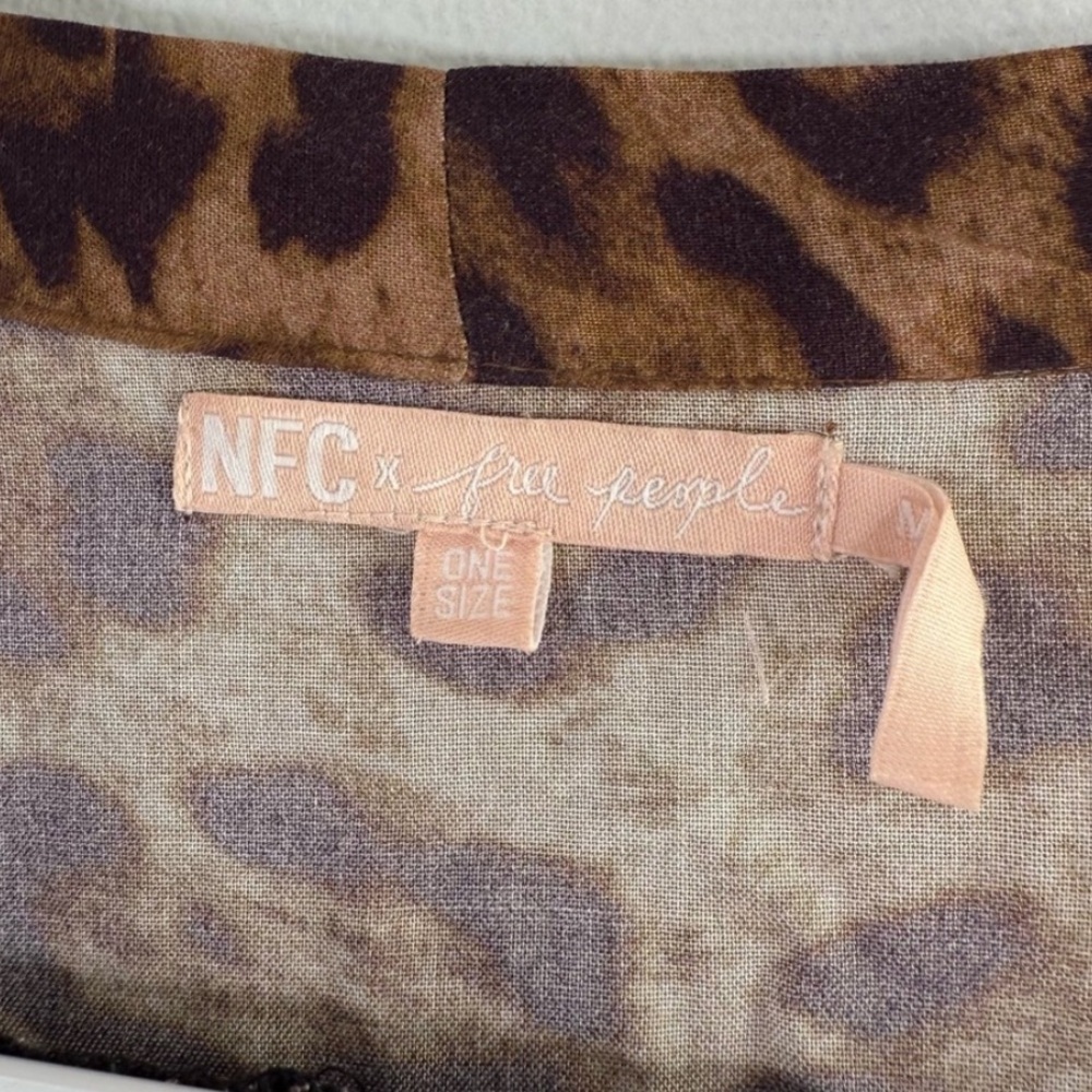 Free People x NFC Leopard Stripe Belt Waist Tie Duster Kimono Maxi One Size - Picture 10 of 12